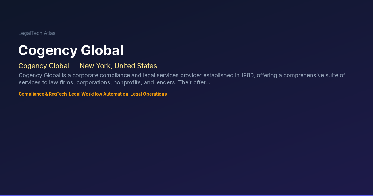 Ecogency Cogency Global — LegalTech Atlas